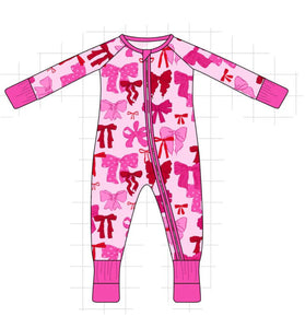 Pink Bow Bamboo Romper