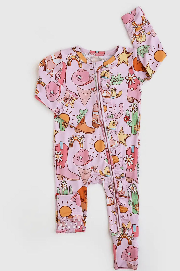 Ruffle Zip Rompers (various)