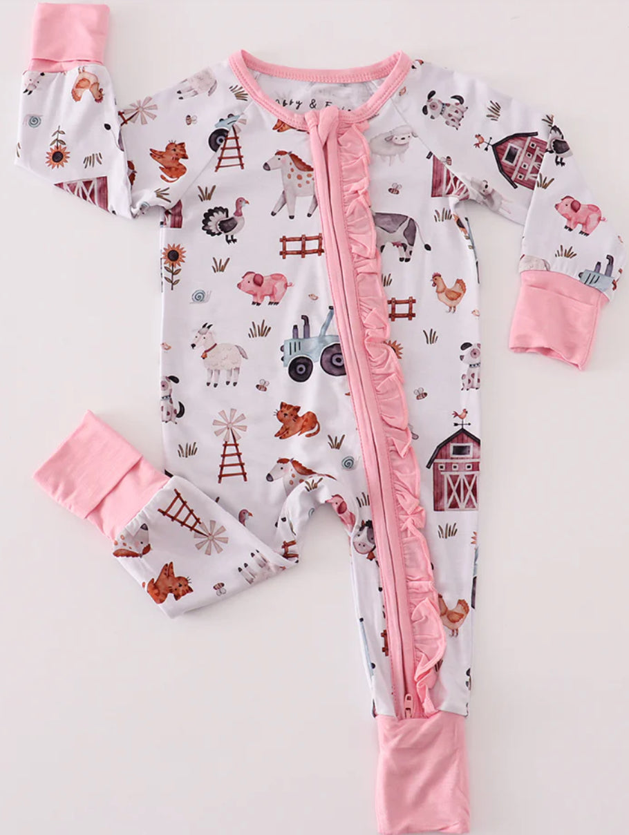 Pink Family Farm Bamboo Footie