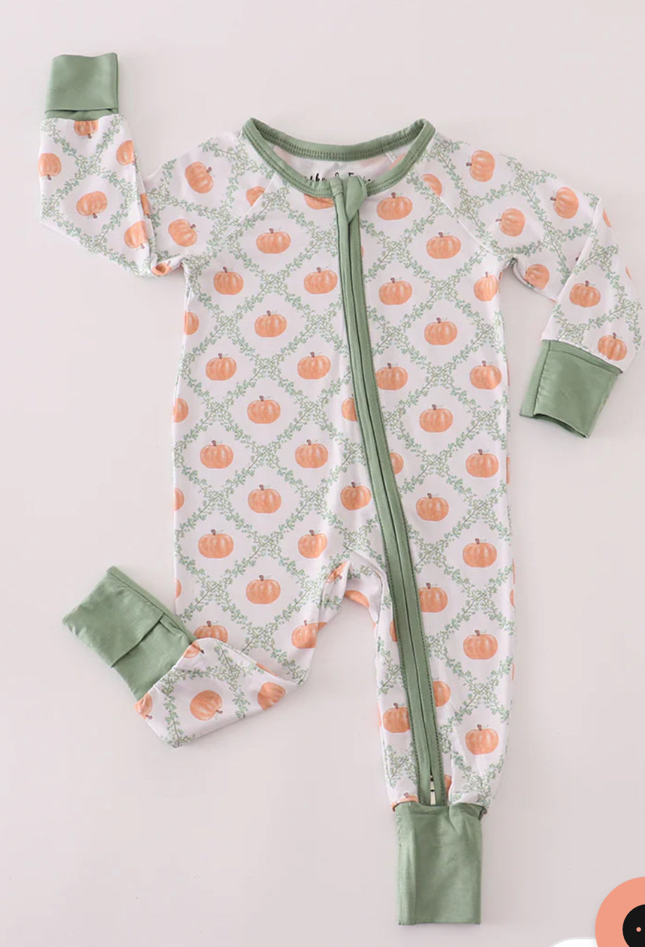 Green Pumpkin Bamboo Footie