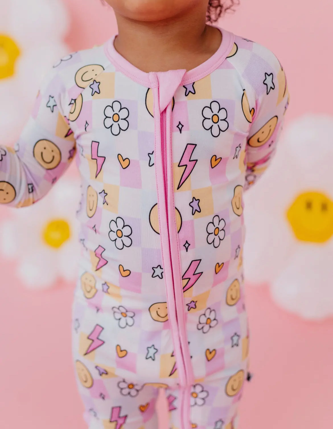 Electric Daisies - footie pajamas