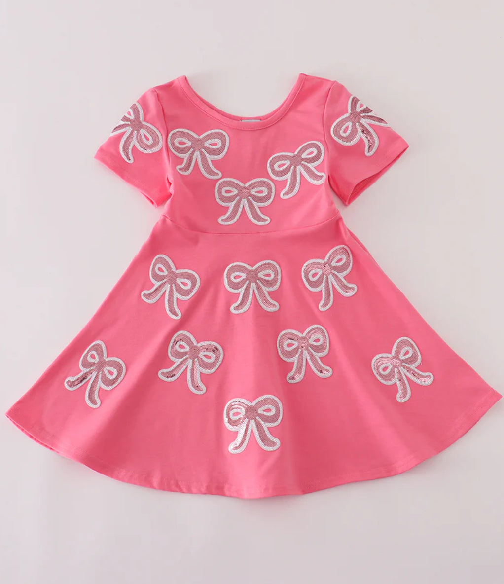 Sequin Pink Bow Dress